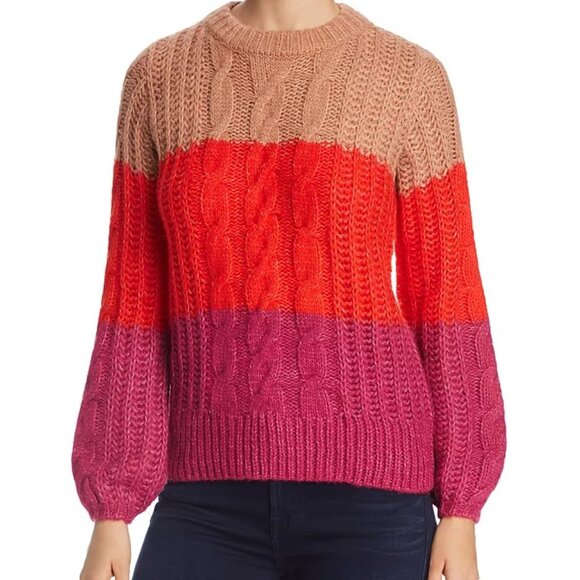 Vero Moda Becca Color-Block Chunky Cable Sweater, Size Small - Picture 1 of 4
